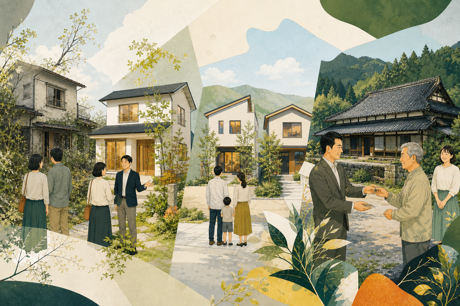 長年の空き家、未利用地、古い農家住宅が、それぞれ次の持ち主へ引き継がれていく三つの売却事例